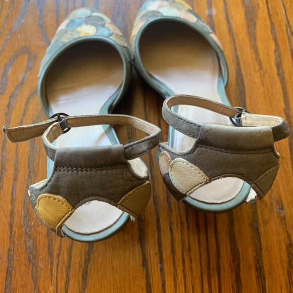 Camper Mary Jane Block Heels Pumps Embroidered Circles Grey Multicolor Sz 7 37 - Picture 4 of 6